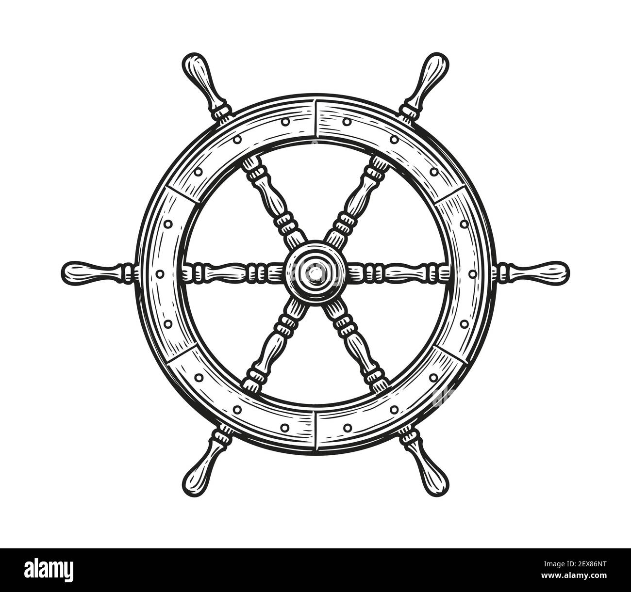 Ship wheel isolated on white background. Rudder symbol, nautical concept vector illustration Stock Vector