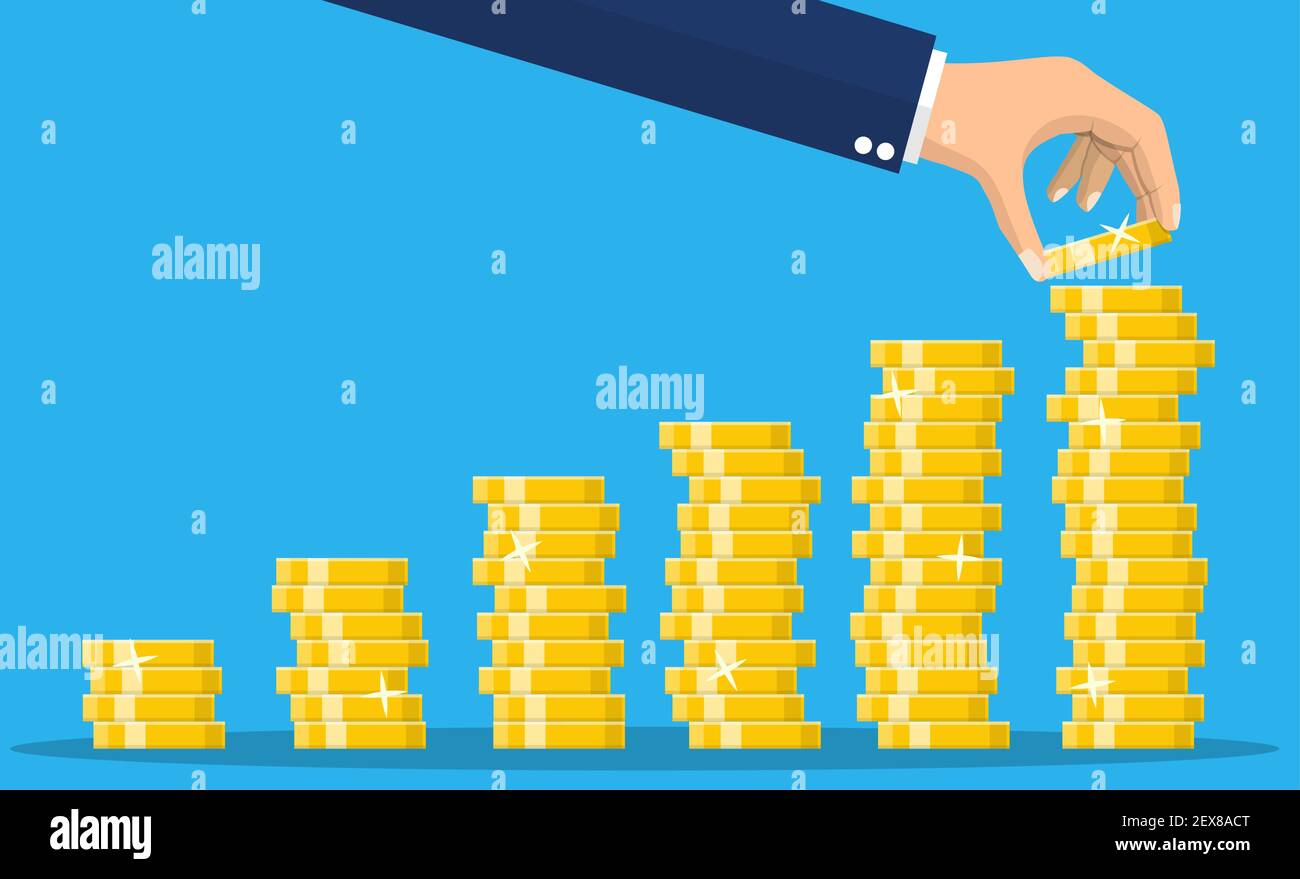 Stack of gold coins and hand Stock Vector Image & Art - Alamy