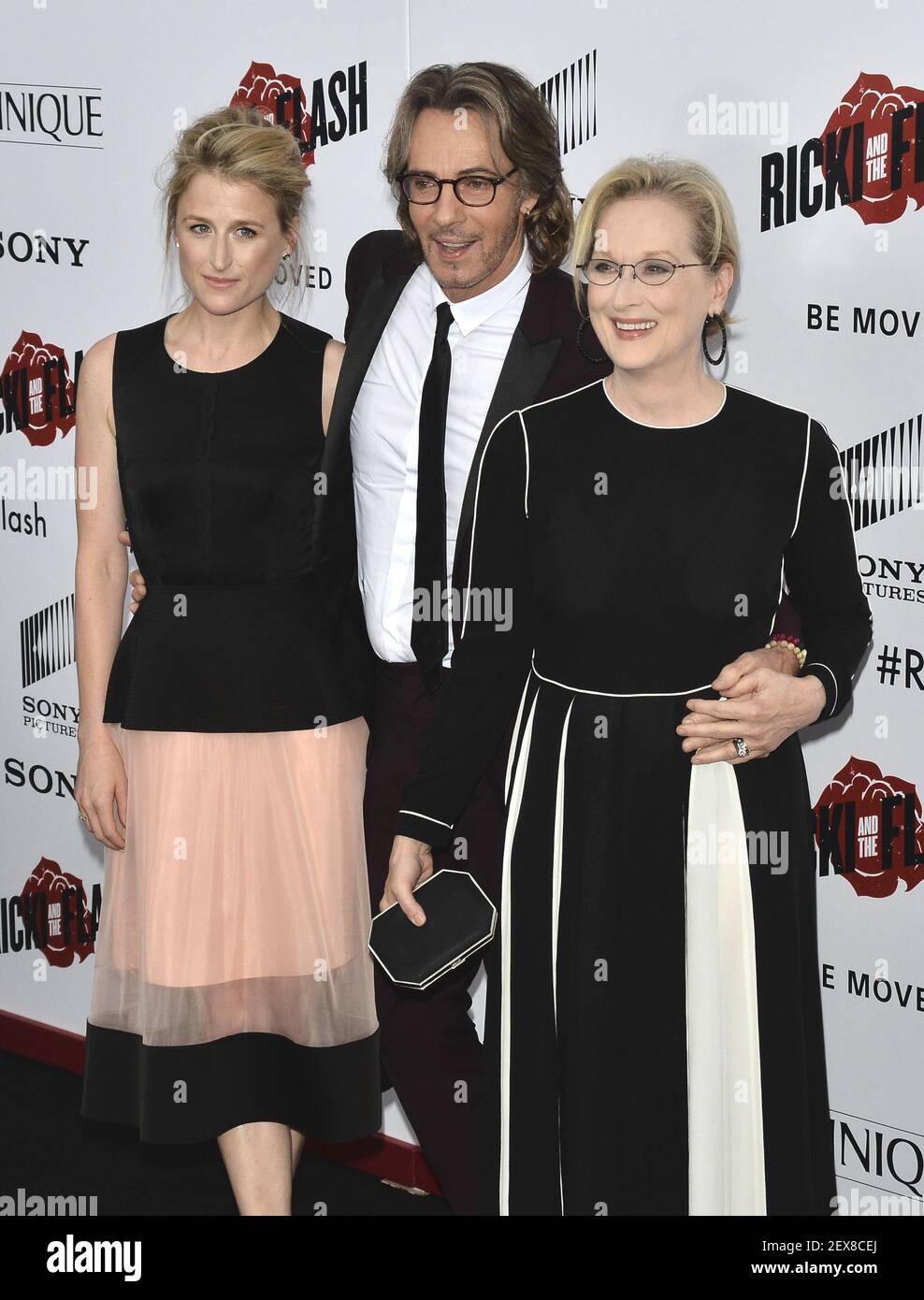 Mamie Gummer, Rick Springfield and Meryl Streep attend the "Ricki and the  Flash" New York Premiere in New York City on August 3, 2015. (Photo by  Jennifer Graylock) *** Please Use Credit