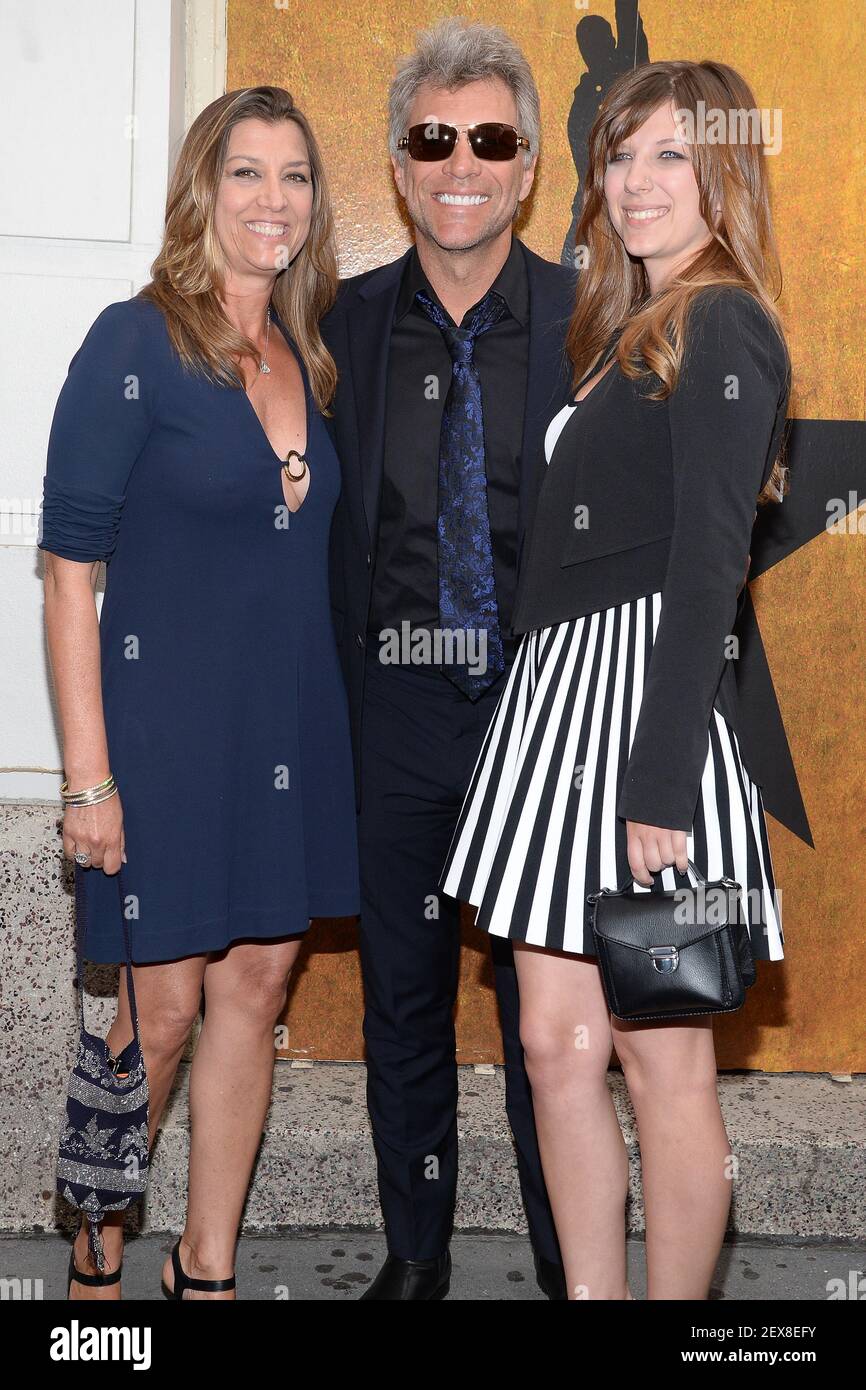 L-R) Dorothea Hurley, Jon Bon Jovi and Stephanie Rose Bongiovi attend the  'Hamilton' Broadway Opening Night at Richard Rodgers Theatre in New York,  NY, on August 6, 2015. (Photo by Anthony Behar) ***