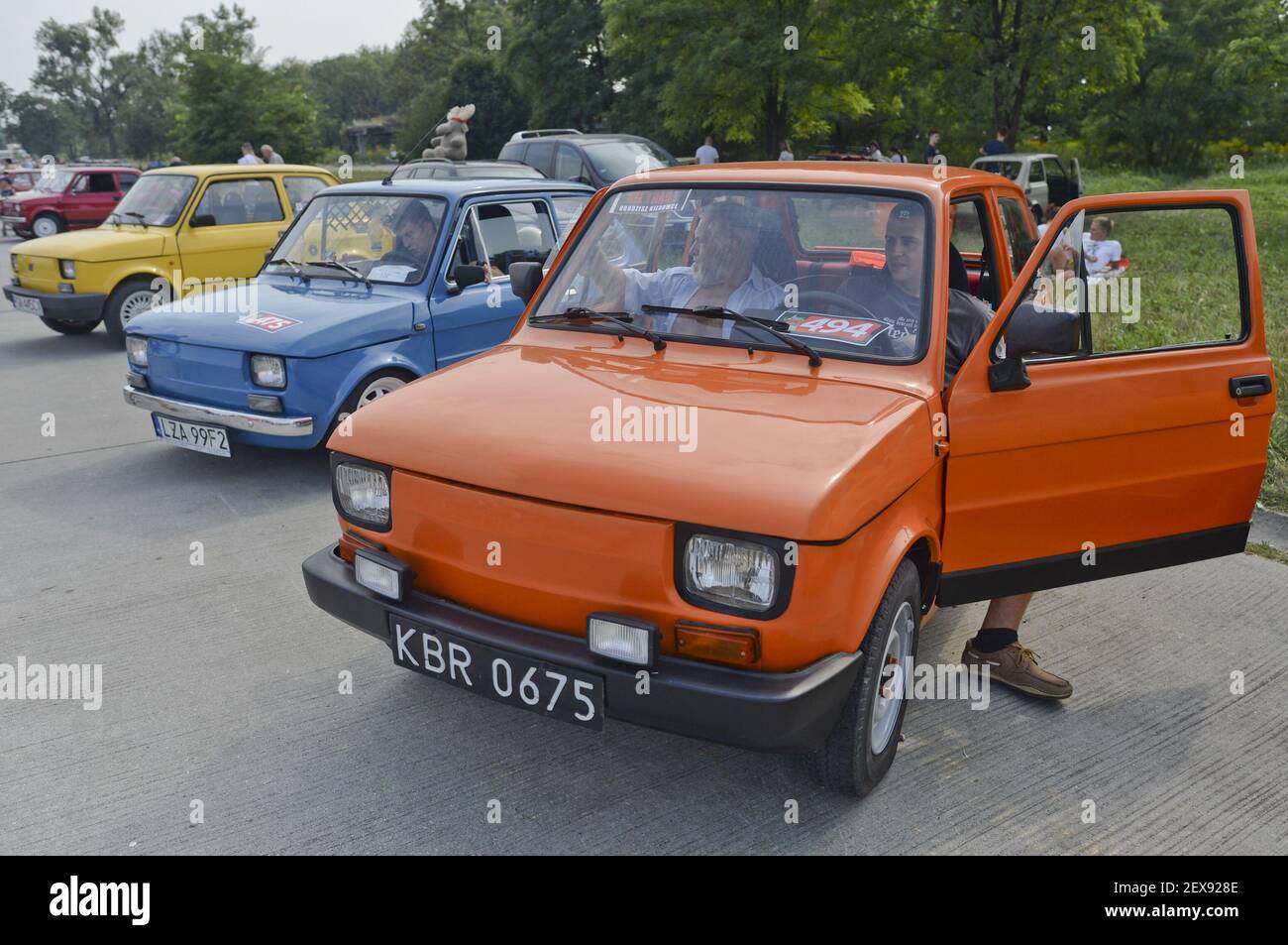 Hundreds of lovers and fans of the small Fiat (Fiat 126p and also called  Polski Fiat 126p or Maluch) from all over Poland, the Czech Republic,  Slovakia and Hungary, meet in Krakow