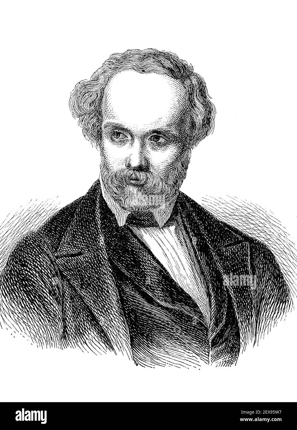 Christian Friedrich Hebbel, March 18, 1813 - December 13, 1863, was a German playwright and lyricist  /  Christian Friedrich Hebbel, 18. März 1813 - 13. Dezember 1863, war ein deutscher Dramatiker und Lyriker, Historisch, historical, digital improved reproduction of an original from the 19th century / digitale Reproduktion einer Originalvorlage aus dem 19. Jahrhundert, Stock Photo