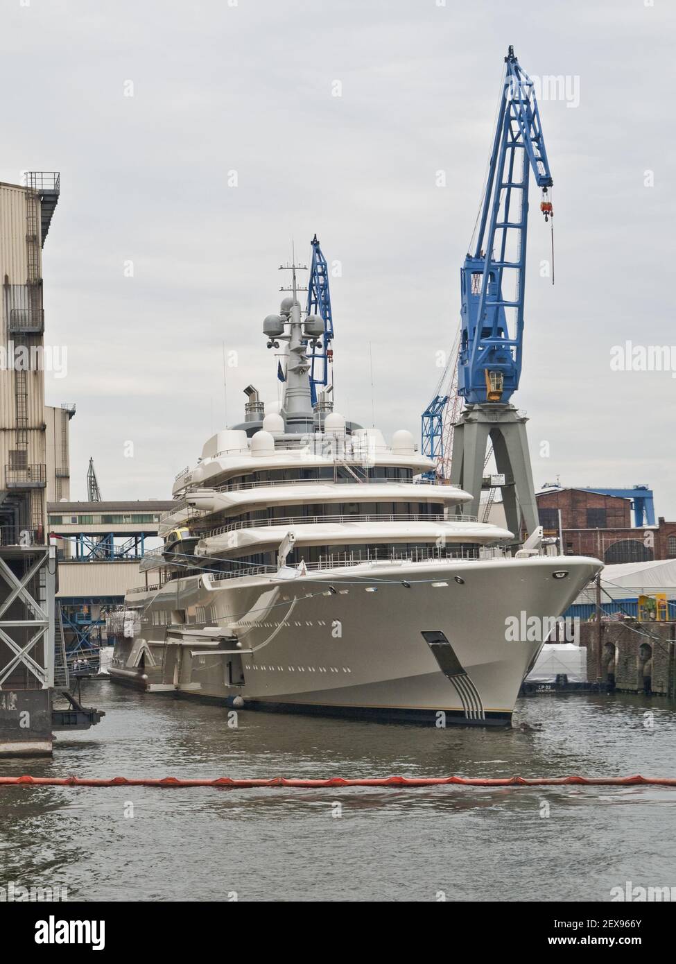 Yacht Eclipse at Blohm and Voss in Hamburg, Germ Stock Photo