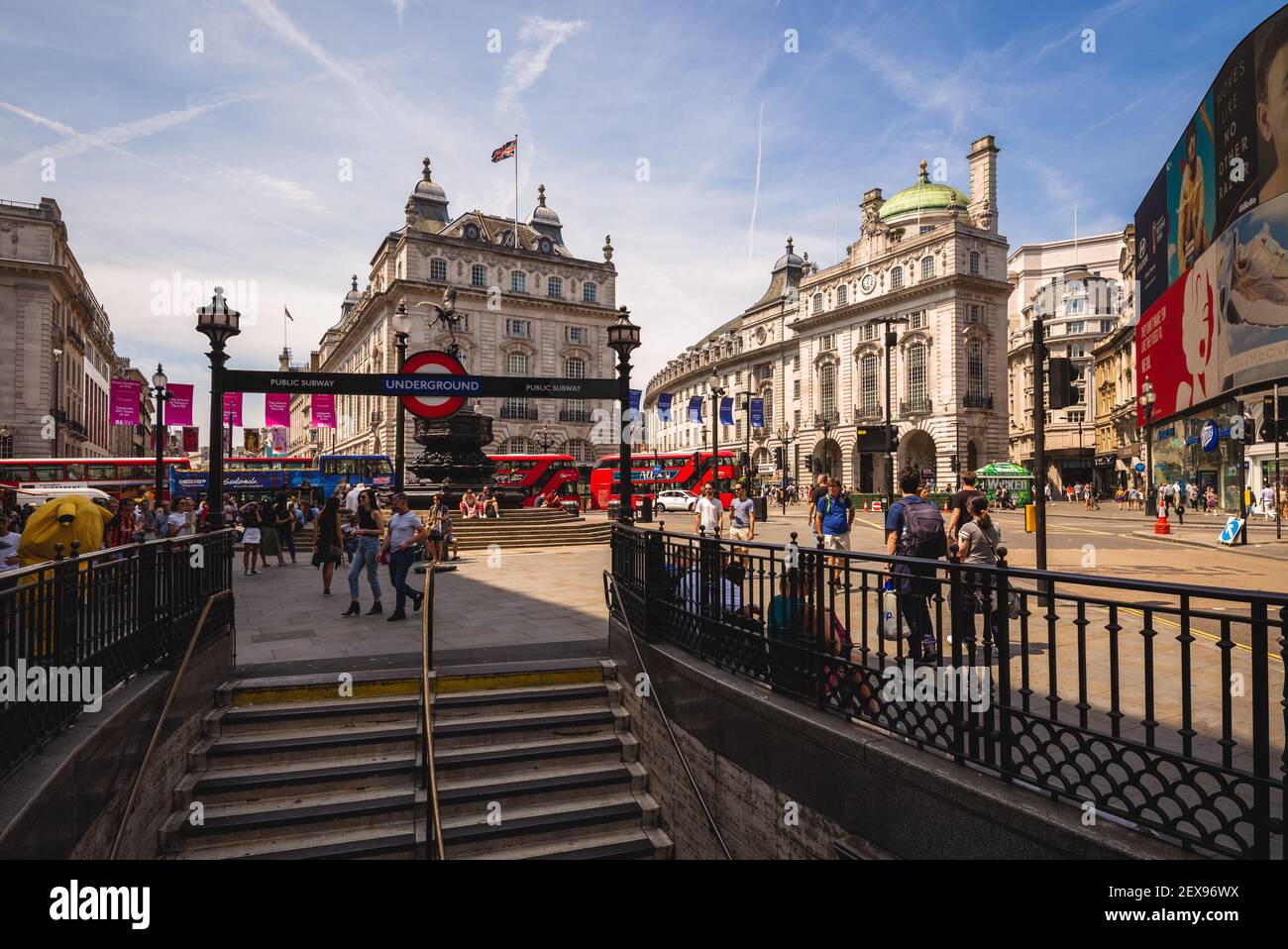 July 1, 2018: street scene near piccadilly circus, a road junction and public space in the City of Westminster, london, england, uk. It was built in 1 Stock Photo