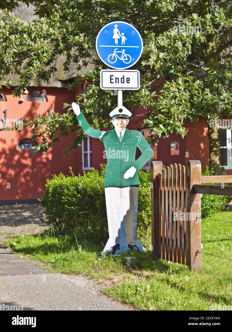 End of the Footway and Cycle Way in Nieblum, Germa Stock Photo