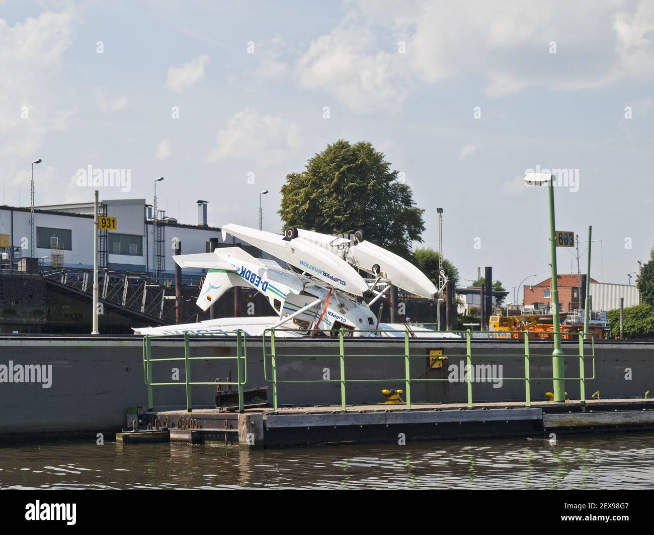 Disabled Vessel at Hansa Port, Hamburg Stock Photo