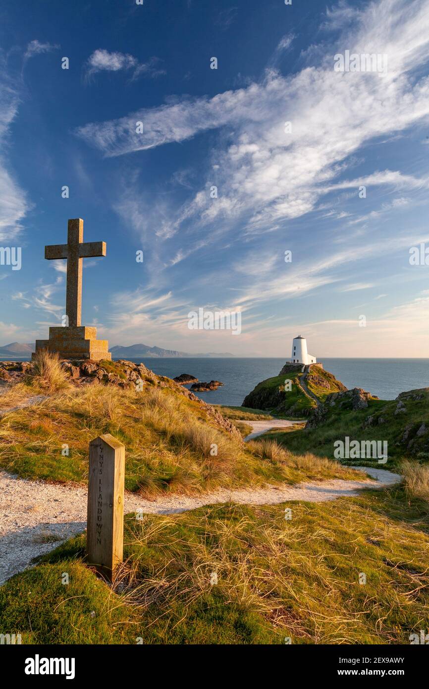 Goleudy Tŵr Mawr - Big Tower on Llanddwyn Island, Anglesey, North Wales Stock Photo