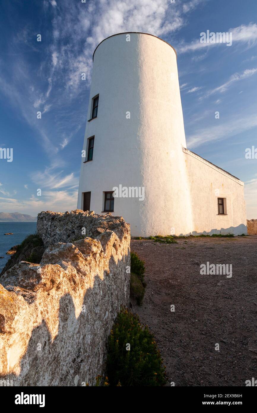 Goleudy Tŵr Mawr - Big Tower on Llanddwyn Island, Anglesey, North Wales Stock Photo