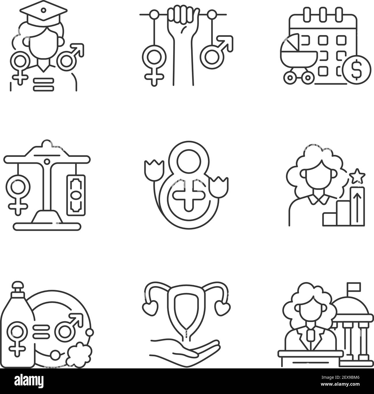 Feminism linear icons set Stock Vector Image & Art - Alamy