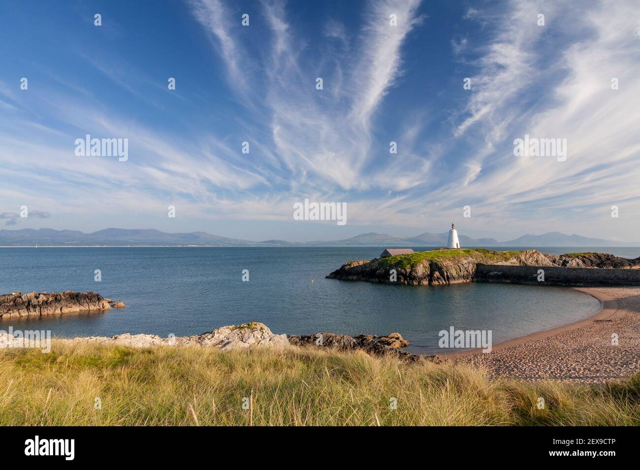 Goleudy Tŵr Bach - Little Tower on Llanddwyn Island, Anglesey, North Wales Stock Photo