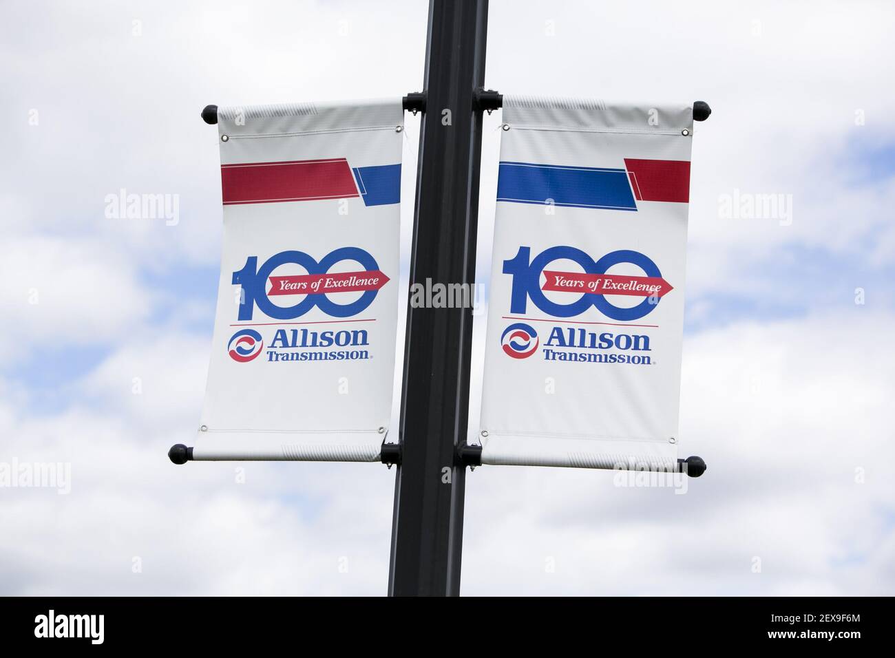 A logo sign outside of the headquarters of Allison Transmission in
