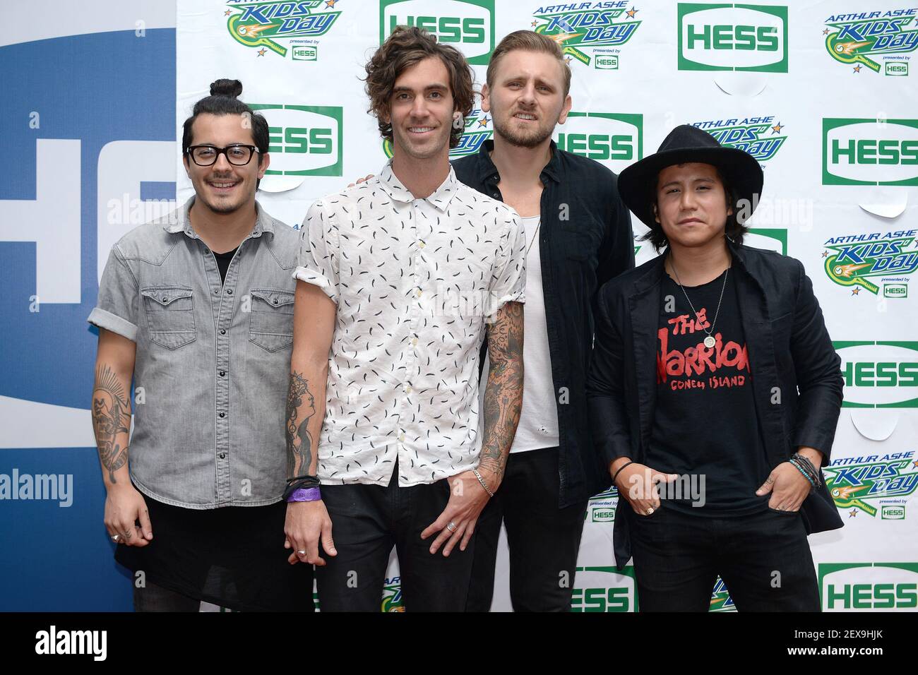 L-R) American Authors band members Matt Sanchez, Zac Barnett, James Adam  Shelly and Dave Rublin attend Arthur Ashe Kids' Day to mark the start the  2015 U.S. Open at the USTA Billie