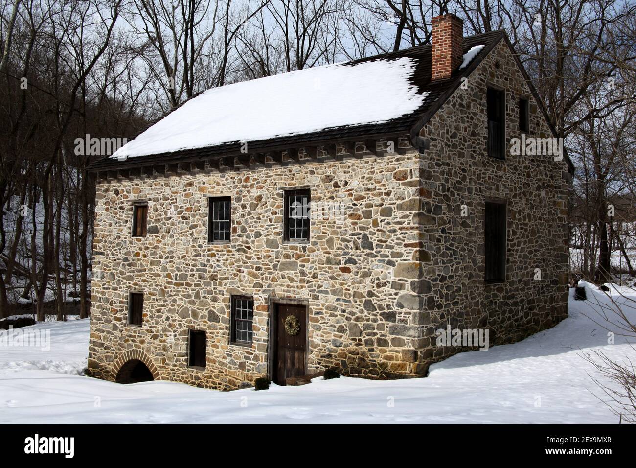 Old Restored Mill – New England, USA Stock Photo