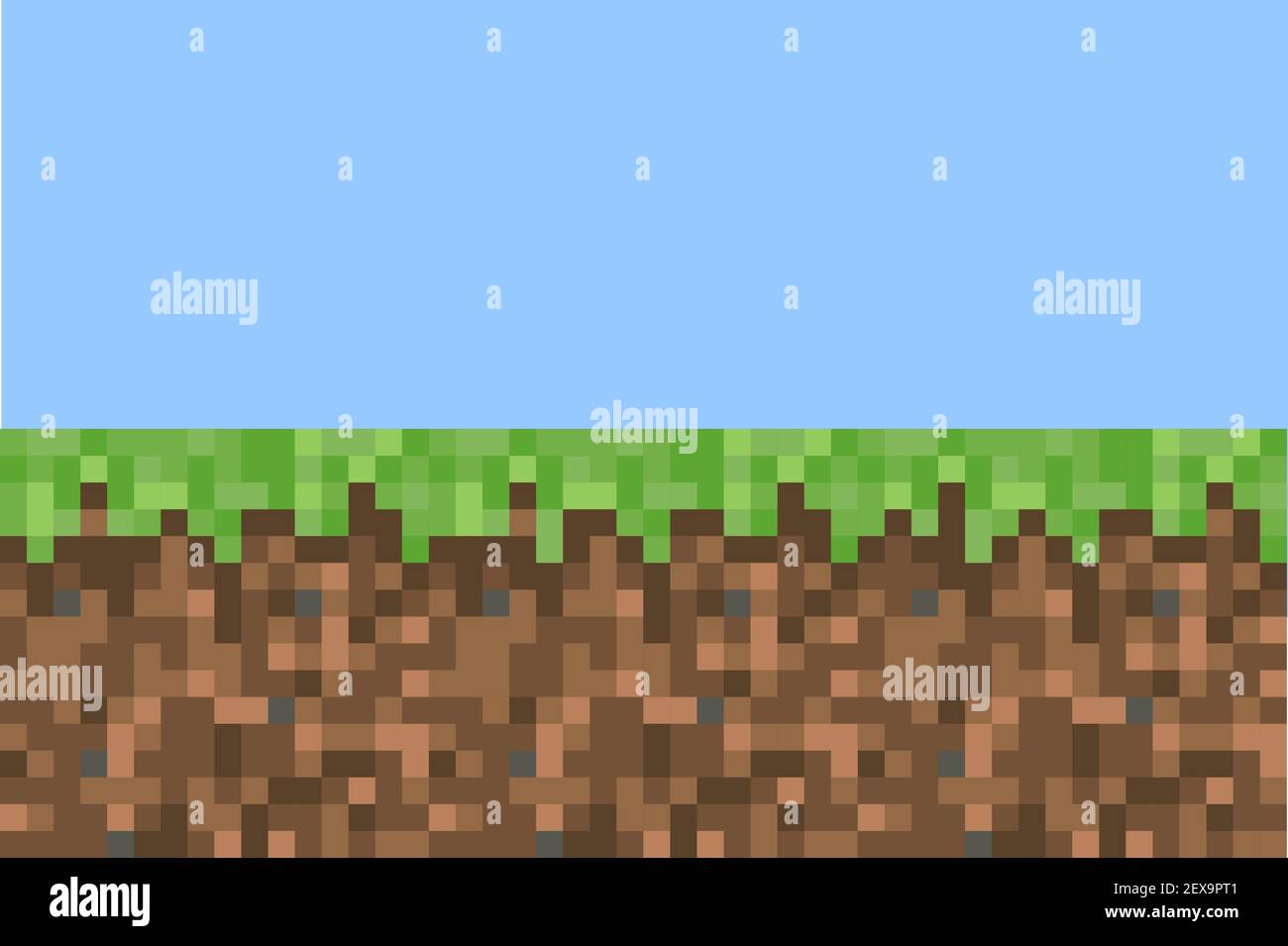 Pixel minecraft style land block background Vector Image