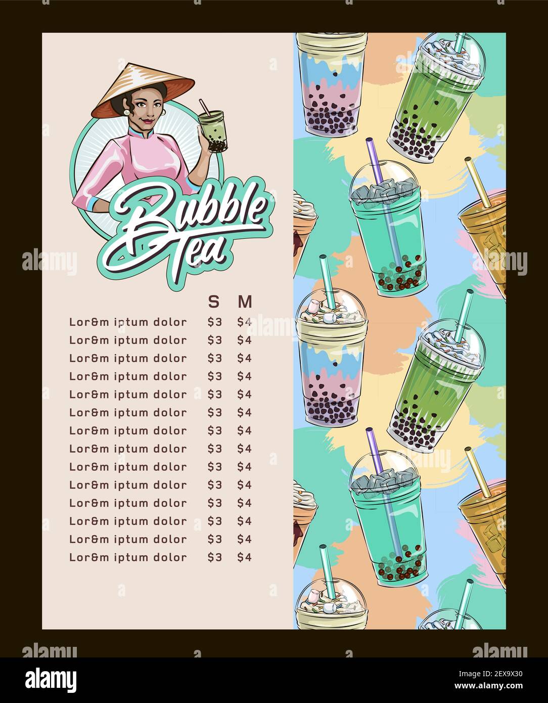 bubble tea menu, Vietnamese tapioca pearl tea, shake fruit jelly