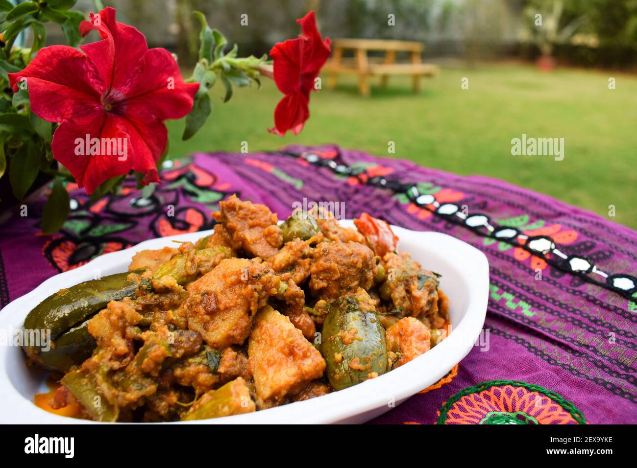 Food authenthic indiand village style gujarati dish surti undhiyu