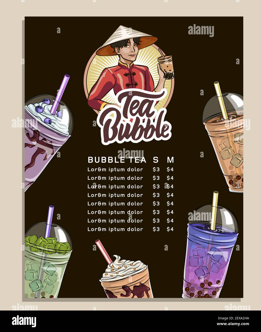 bubble tea menu, Vietnamese tapioca pearl tea, shake fruit jelly