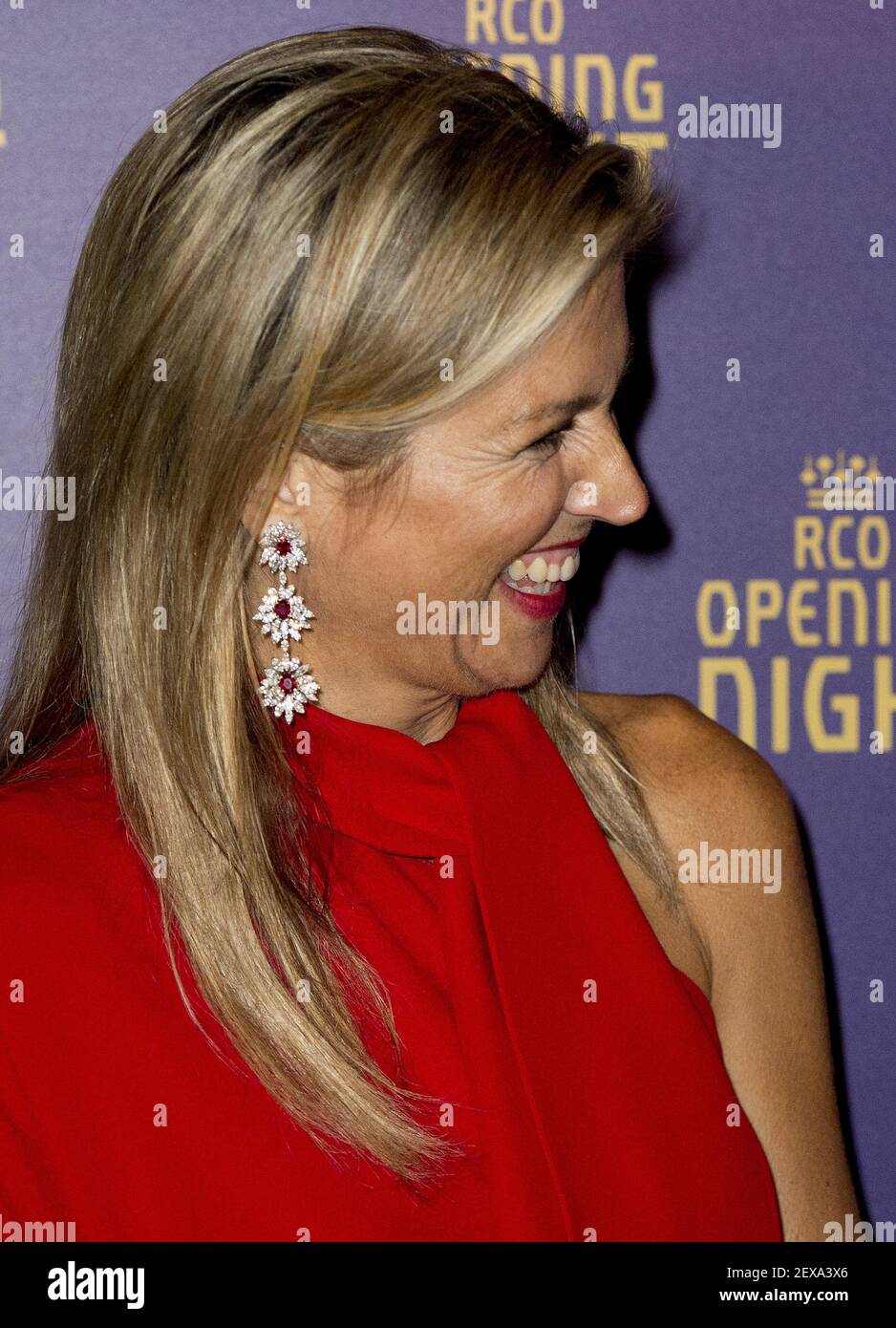 AMSTERDAM - Queen Maxima after the concert with conductor Daniele Gatti. The concert with guest soloist Yo-Yo Ma is the grand opening of the new season of the Royal Concertgebouw Orchestra. Sept. 10, 2015 (Photo by Robin Utrecht) *** Please Use Credit from Credit Field *** Stock Photo