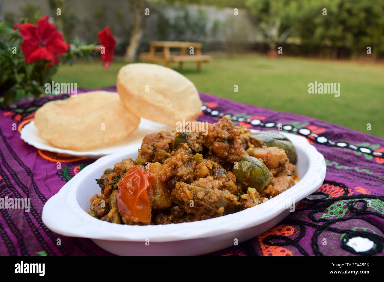 Food authenthic indiand village style gujarati dish surti undhiyu