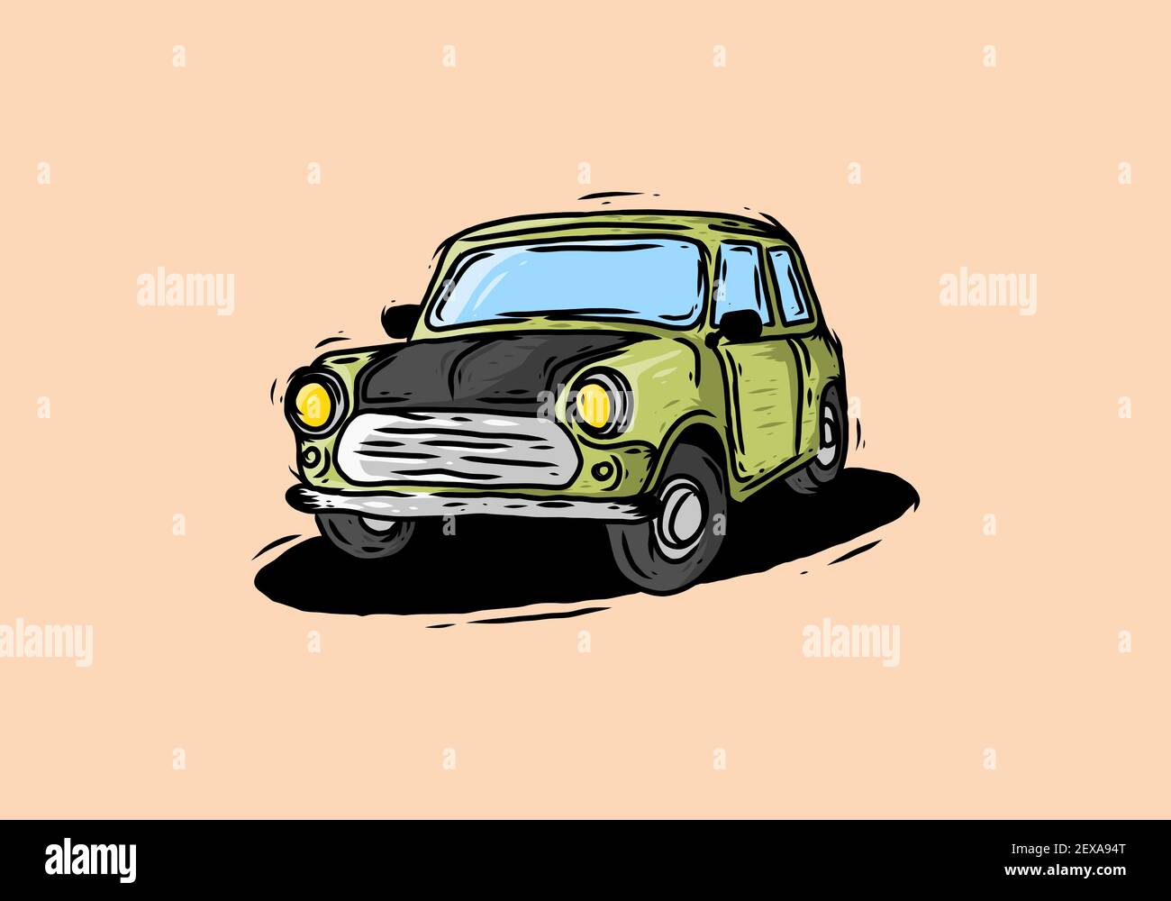 Green little car illustration drawing design Stock Vector Image & Art ...