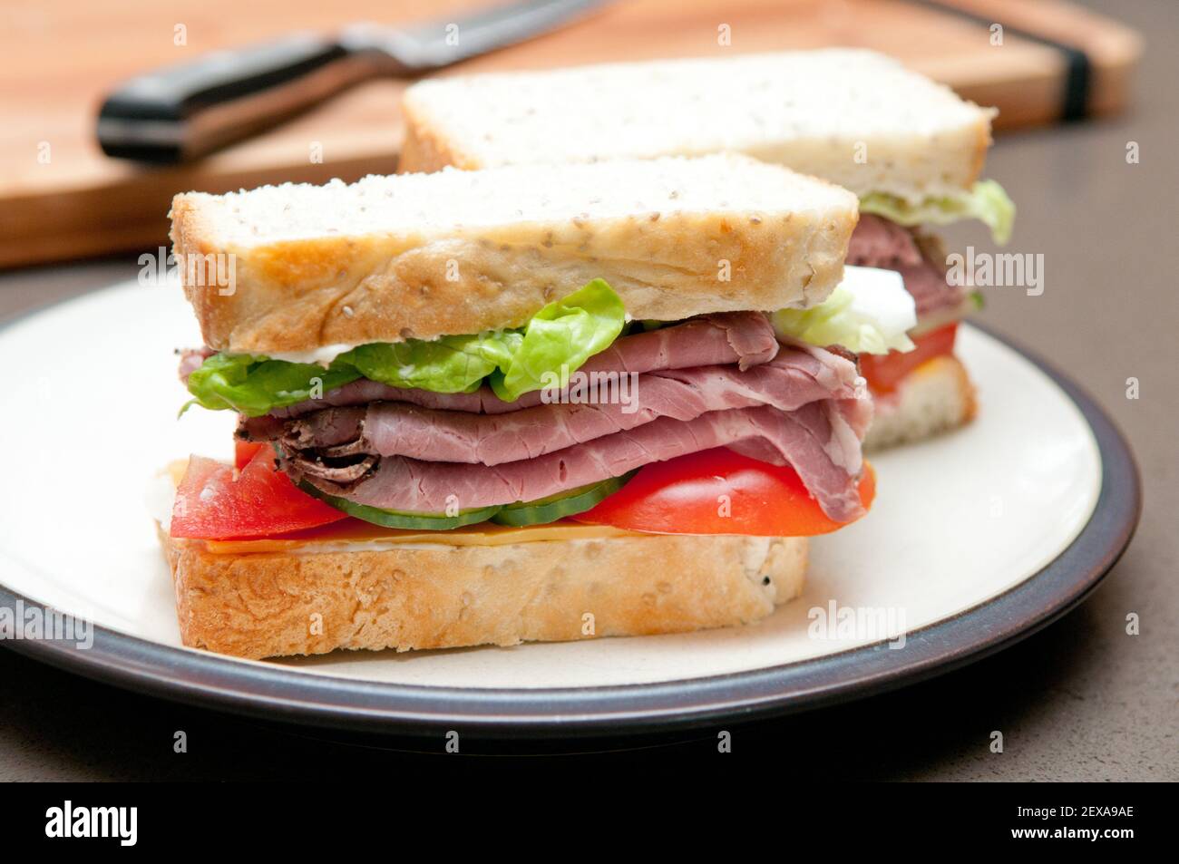 roast beef sandwich with all the fixings Stock Photo Alamy
