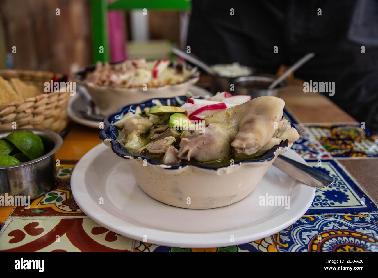 Spicy green pozole, a speciality in Guadalajara, Jalisco, Mexico Stock  Photo - Alamy
