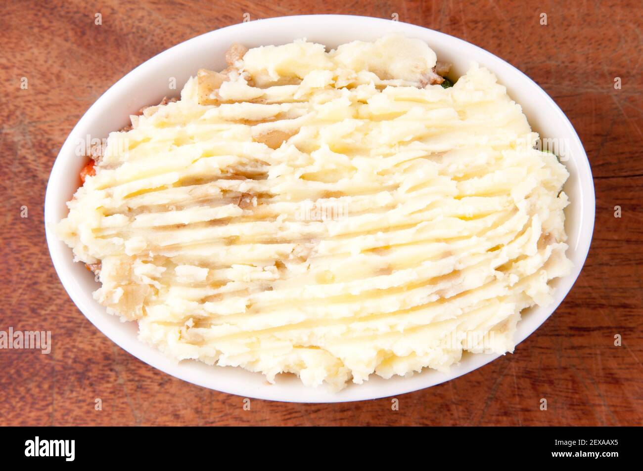 original shepherd's pie made with ground lamb, fresh vegetables and