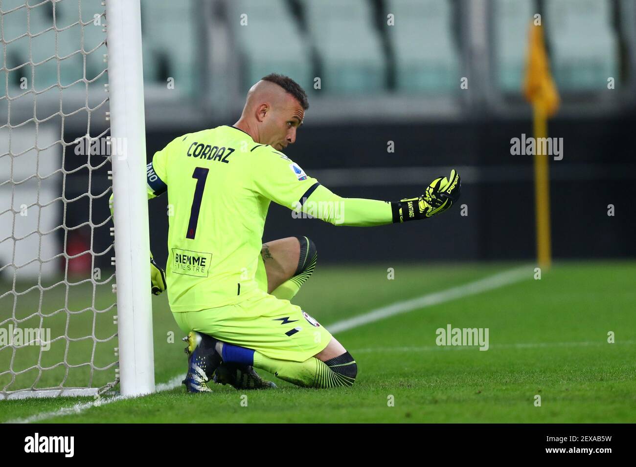 Alex Cordaz of Fc Crotone gestures during the Serie A match between  Juventus Fc and Fc Crotone. Juventus Fc wins 3-0 over Fc Crotone Stock  Photo - Alamy