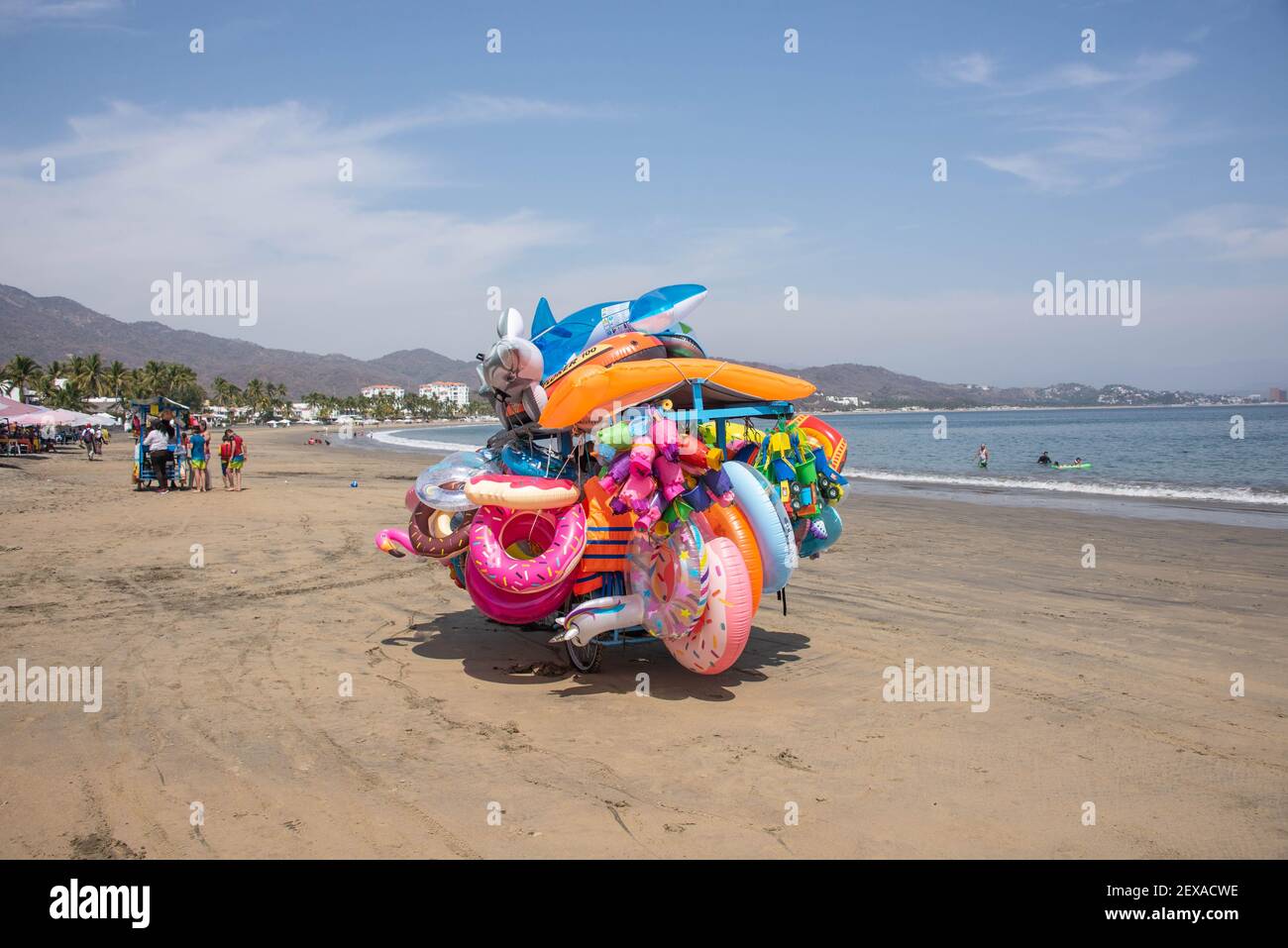 Balloon vendor in Playa Santiago, Manzanillo, Colima, Mexico Stock Photo