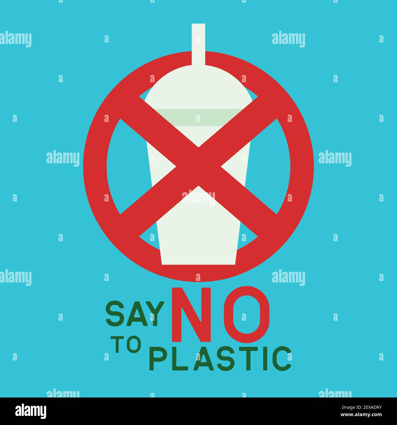 say no to plastic concept for better future. vector illustration Stock Vector