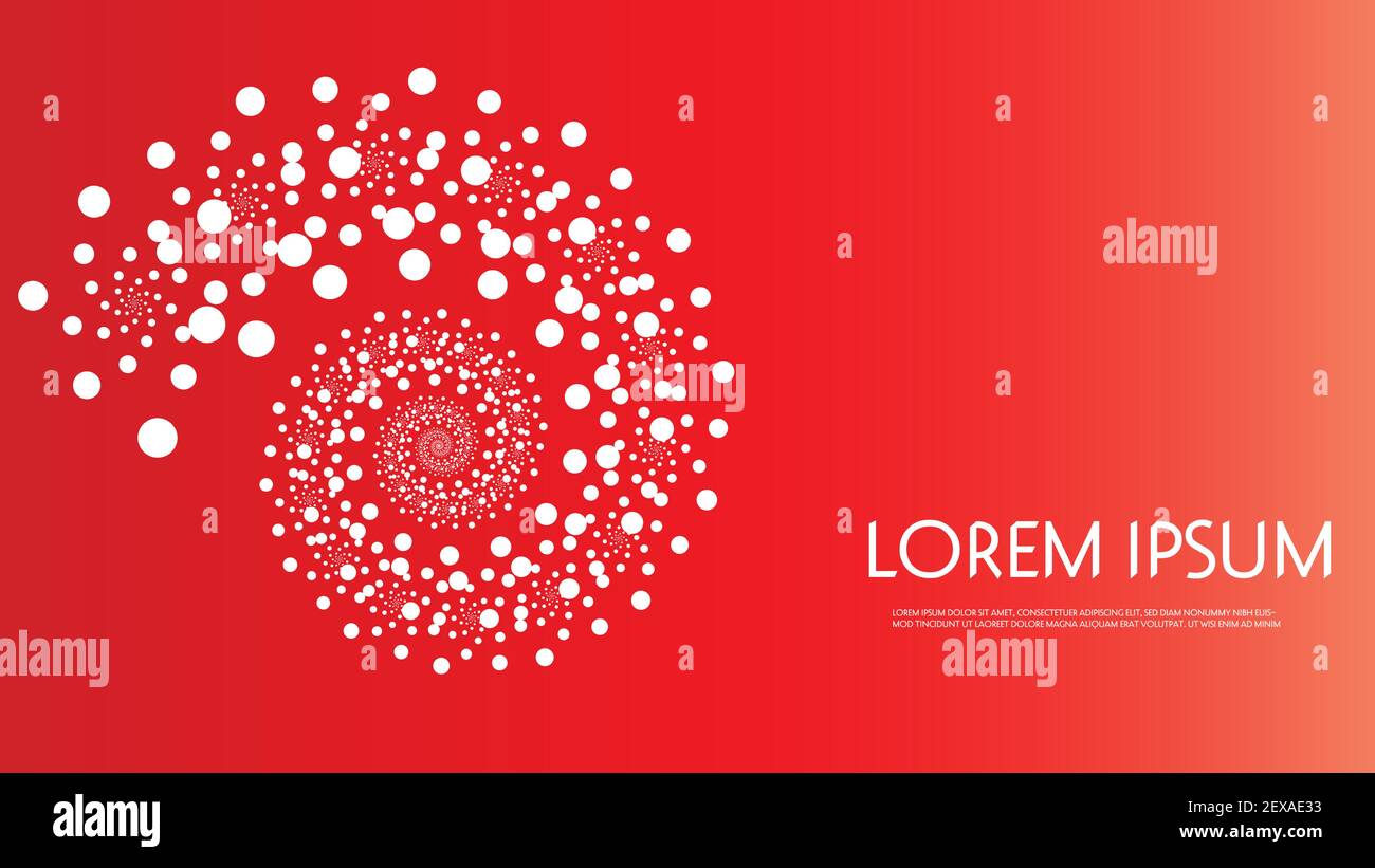 Abstract swirl white dot on red orange background for template use Stock Vector