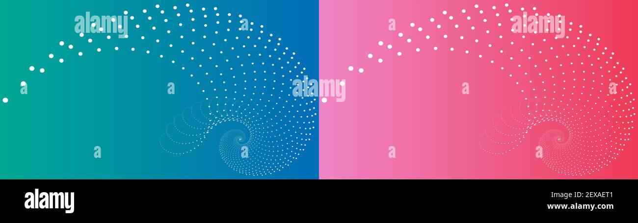 Abstract swirl white dot on blue and pink background set for template use Stock Vector