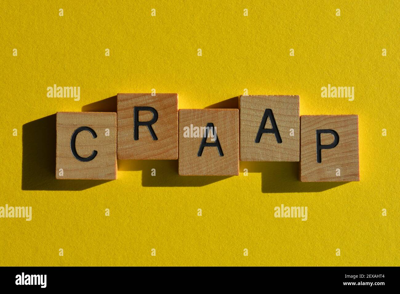 craap, business acronym for Currency, Relevance, Authority, Accuracy, and Purpose Stock Photo