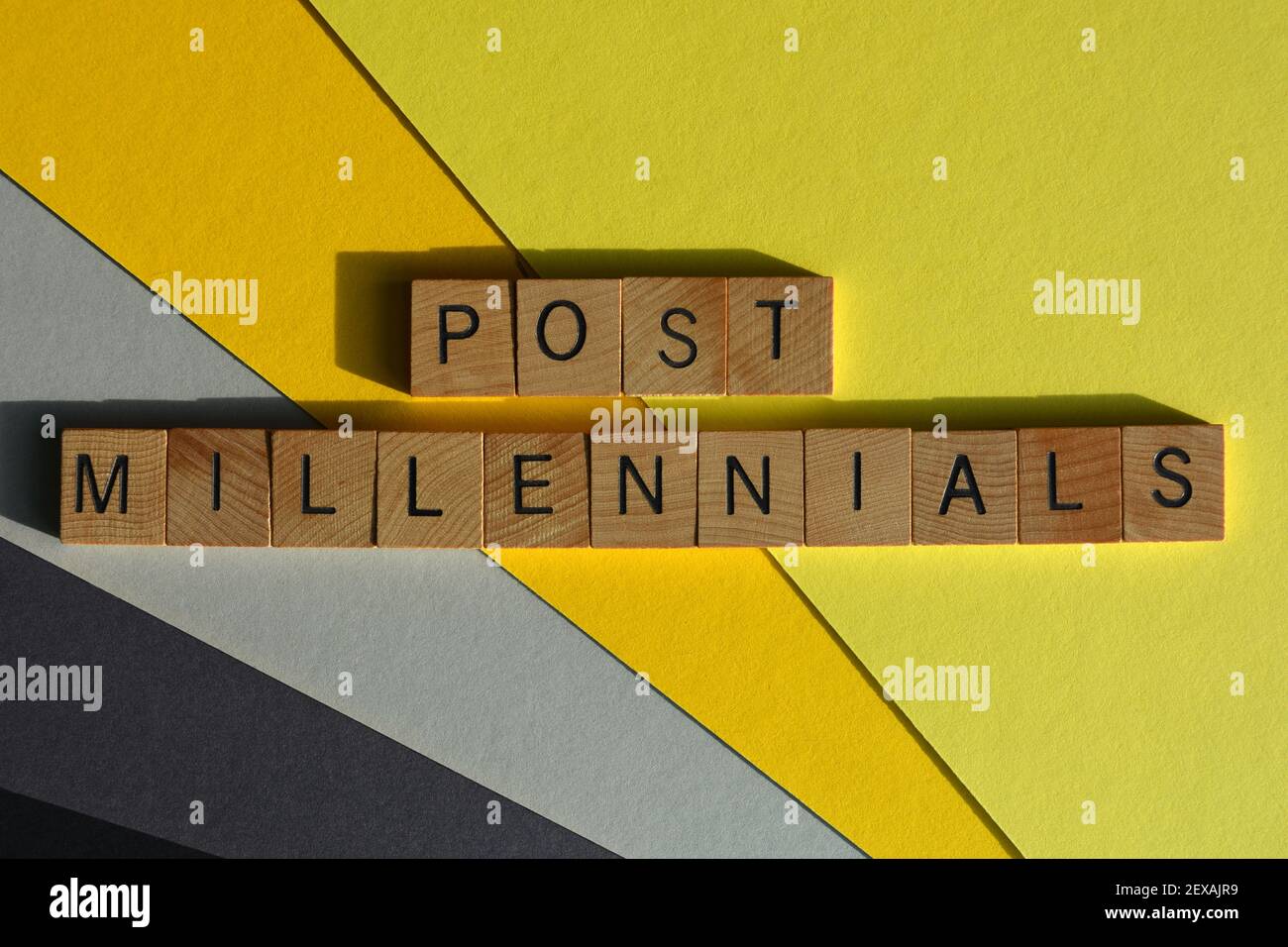 Post Millennials, name for the group of people born after 2000 Stock Photo