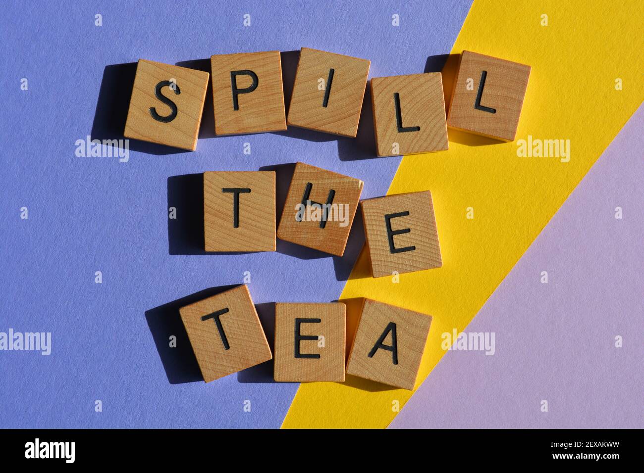 Spill The Tea, teen slang meaning to hear the latest gossip Stock Photo
