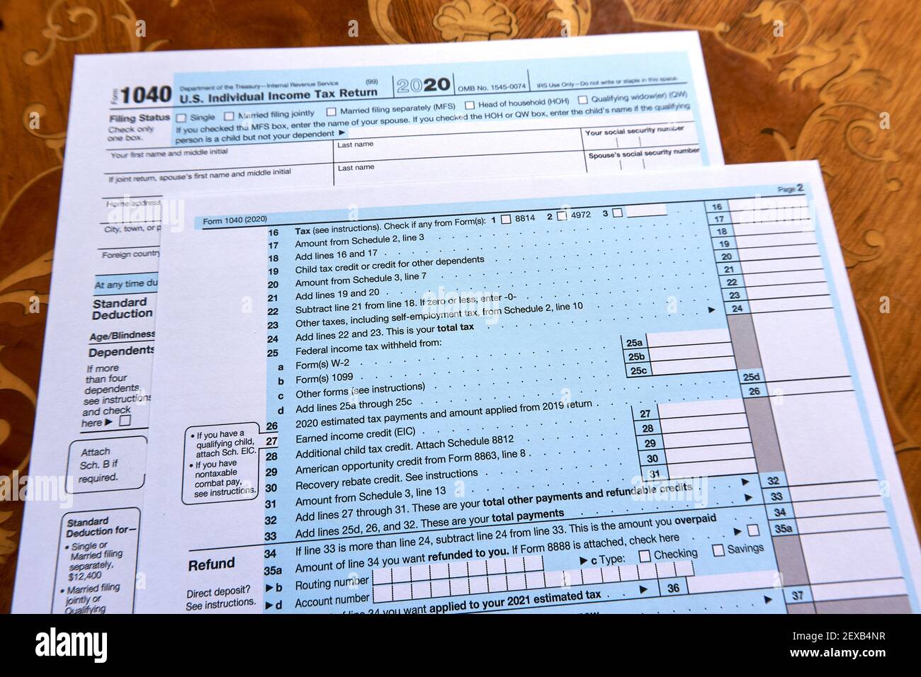 US 1040 Tax Form Stock Photo - Alamy