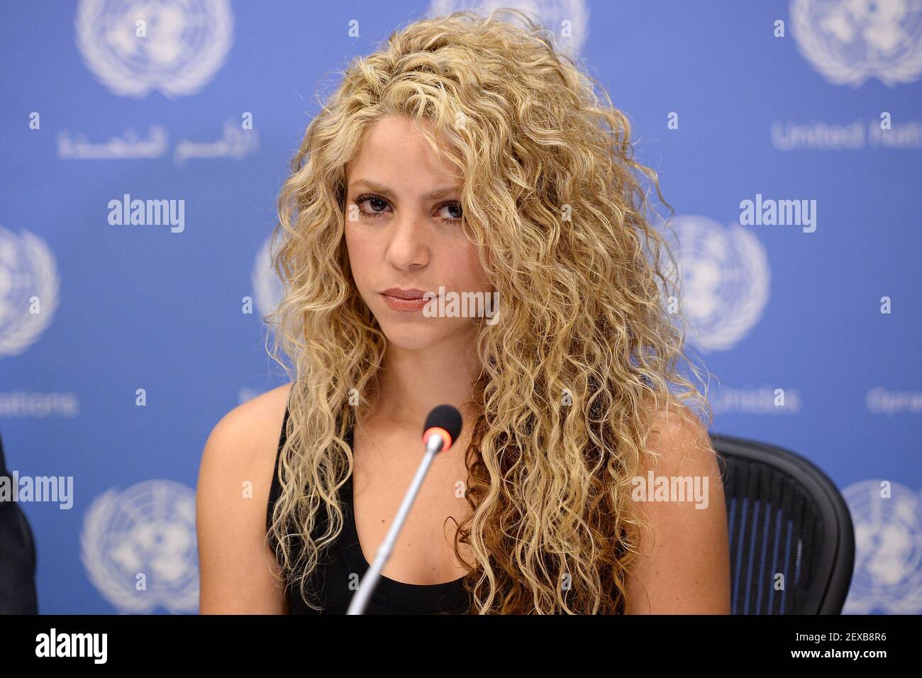 UNICEF Goodwill Ambassador and Singer Shakira attends a press briefing