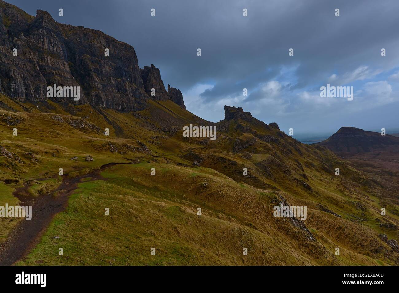 rock formations views of The Quiraing on the Isle of Skye , Scotland Stock Photo