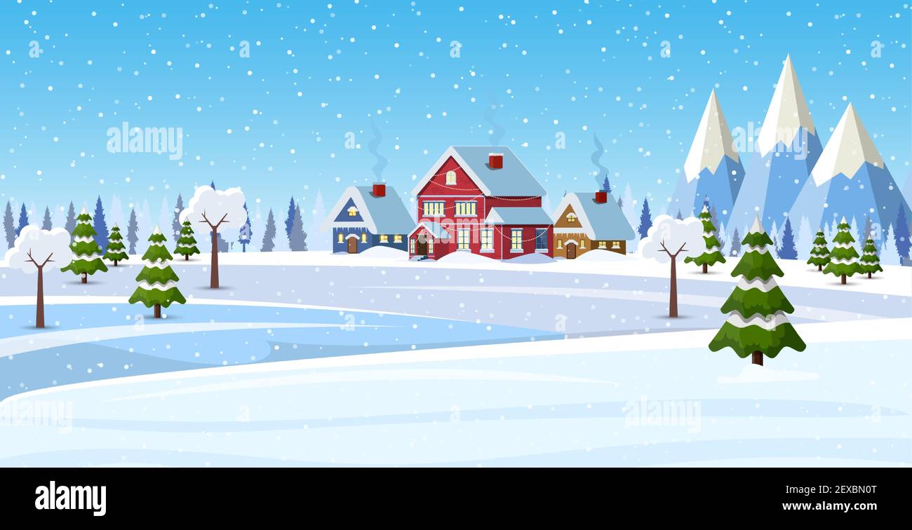 Christmas landscape background with snow and tree Stock Vector Image ...