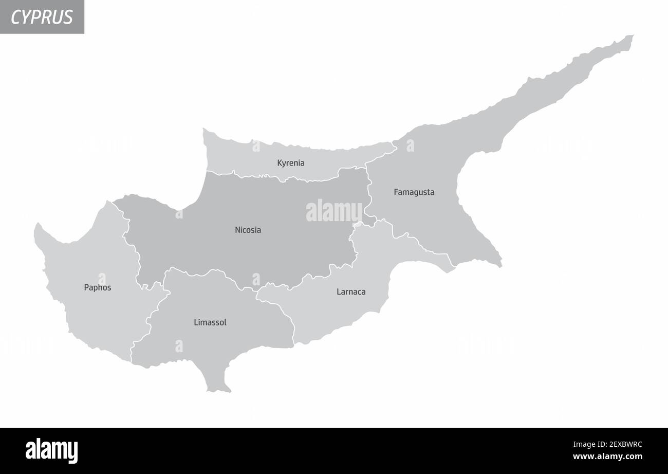 Cyprus grayscale map Stock Vector