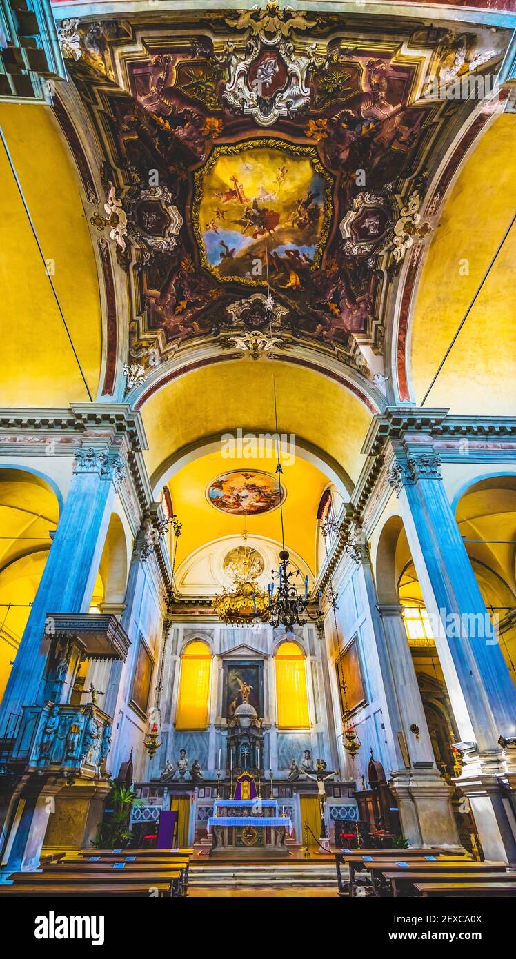 Church of Angel San Raphael Angelo San Raffaele Basilica Altar Venice Italy.  Church completed 800 and most recently 1700s. Stock Photo