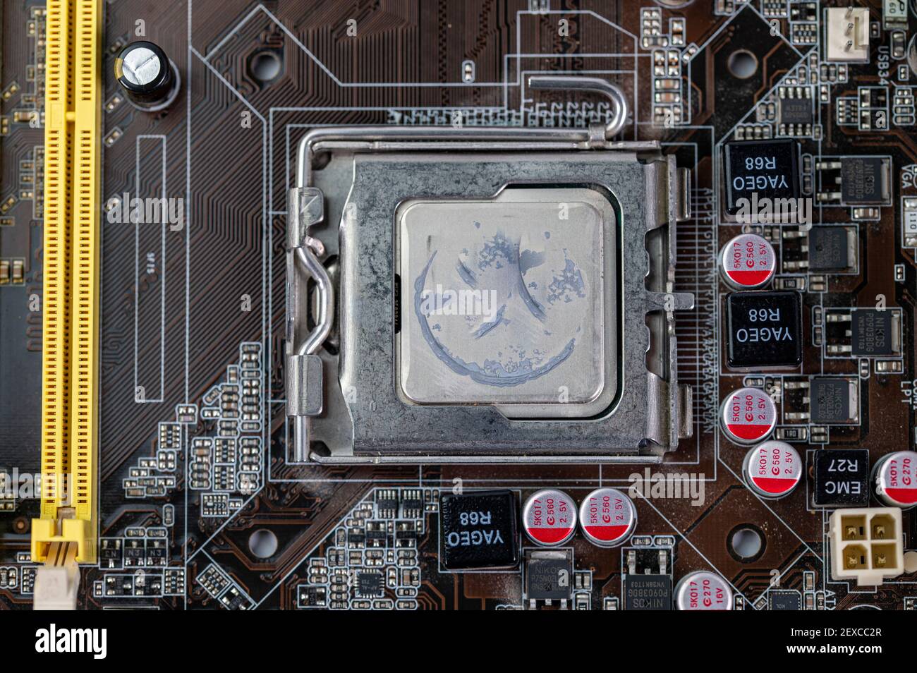 detail of a motherboard and processor Stock Photo