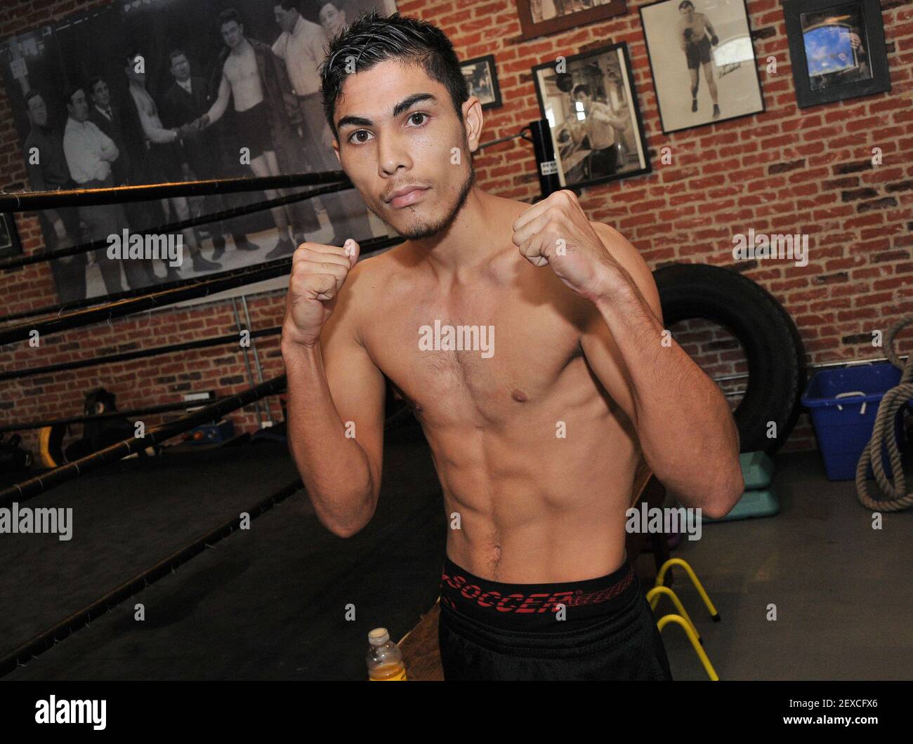 Undefeated Prospect from Mexico, Boxer Yardley Suarez at the Philippines  vs. The World Countdown Media Day held at Fortune Gym in Los Angeles, CA on  Wednesday, October 14, 2015. (Photo By Sthanlee