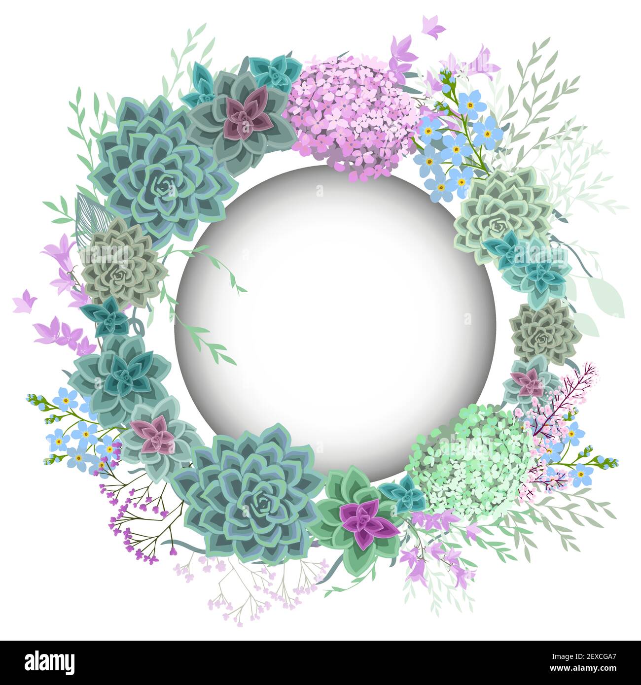 Beautiful floral frame with pink flowers. Vector illustration Stock ...