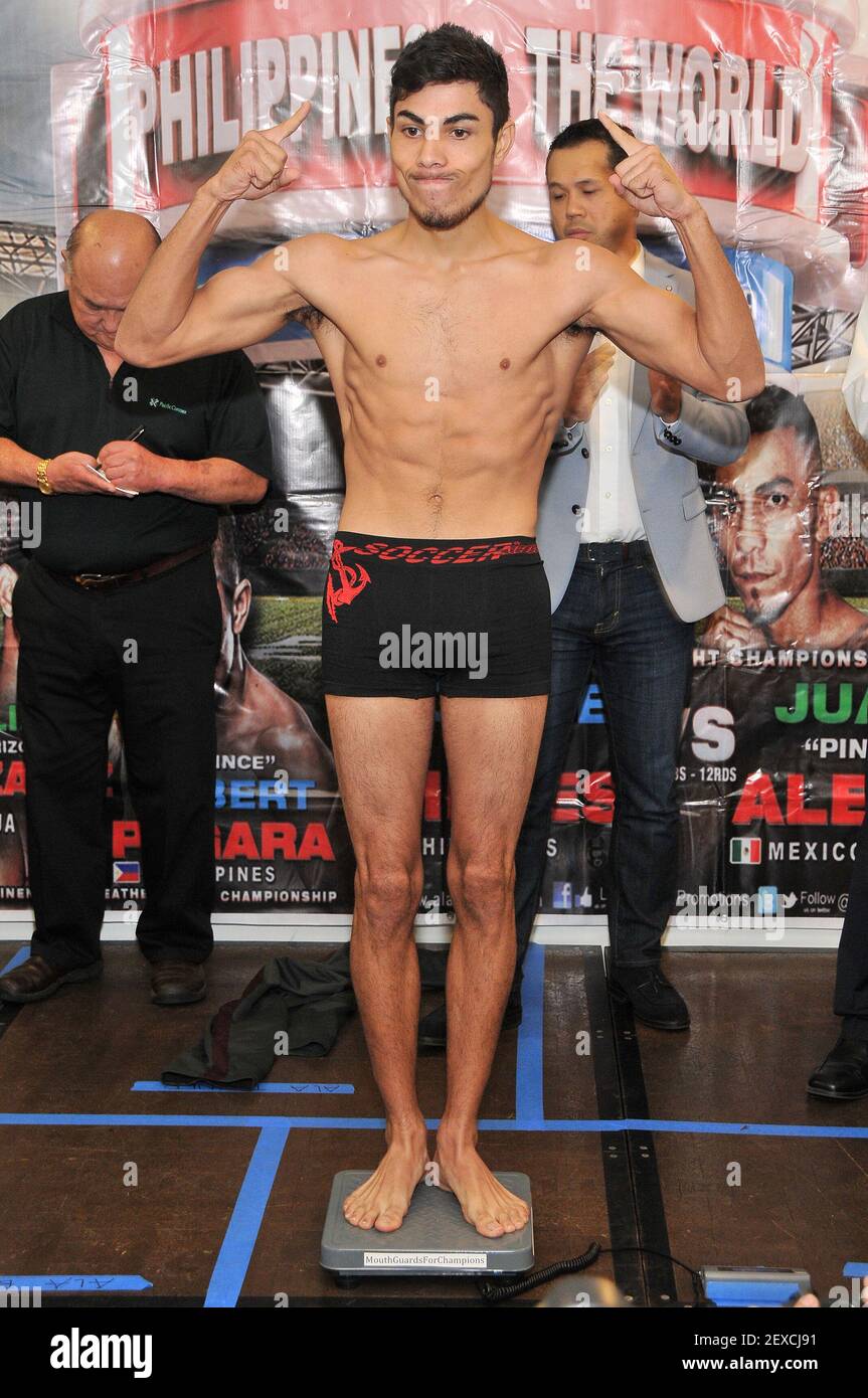 IBF Youth Featherweight Boxer Yardley Suarez of Mexico at the Philippines  vs. The World Weigh In held at the Adult Lounge, Carson Community Civic  Center in Carson, CA on Friday, October 16,