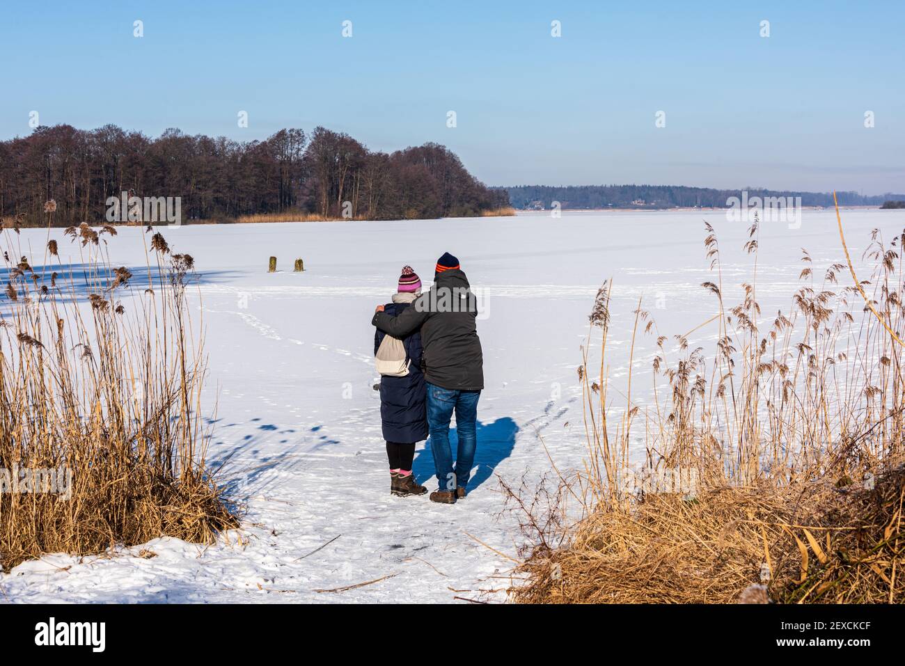 Winterliche Impressionen aus Schleswig-Holstein mit Eis und Schnee im kalten Norden Stock Photo