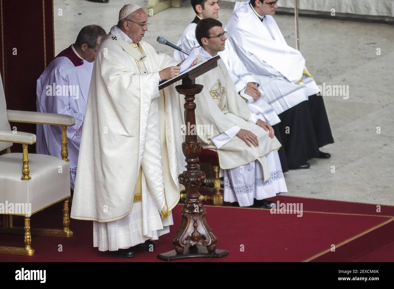 Pope Francis celebrates a Holy Mass for the canonization of four new