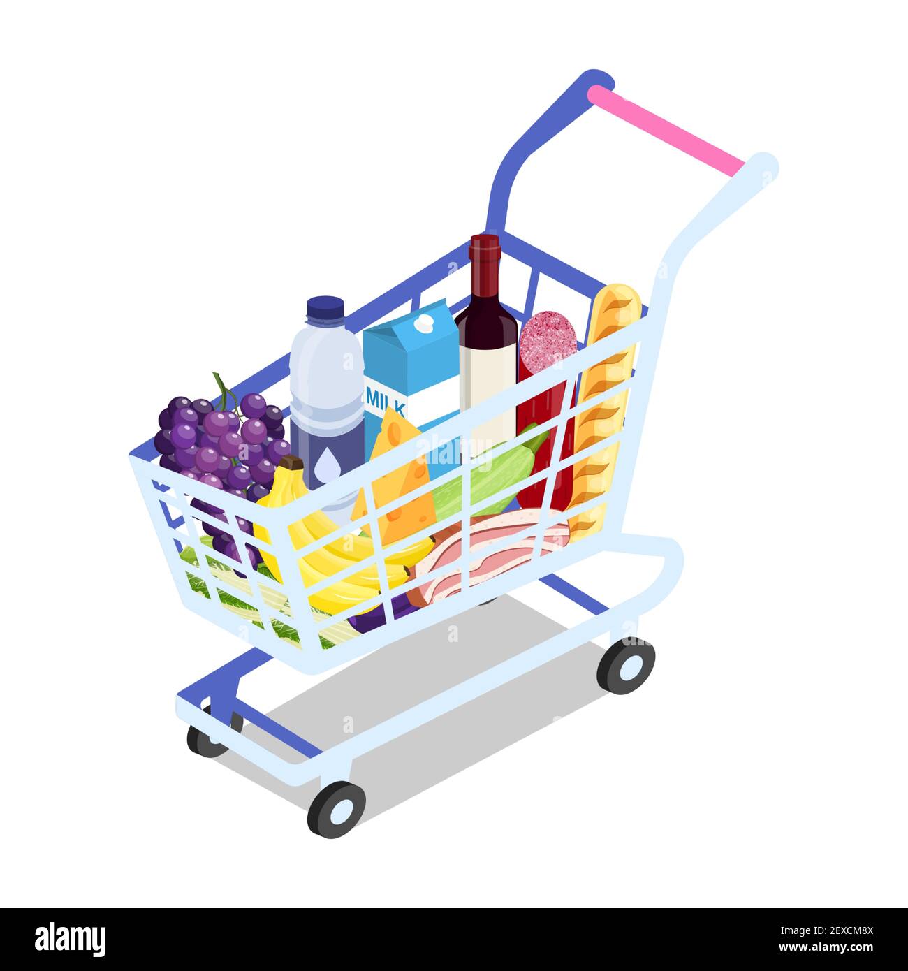 Isometric Shopping cart Stock Vector