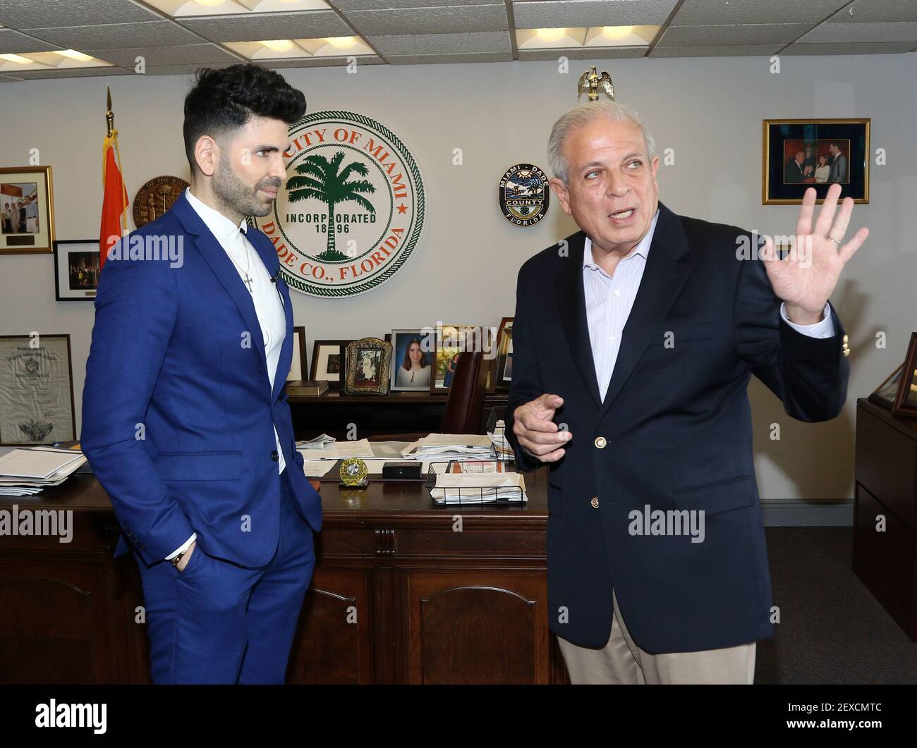 MIAMI, FL - OCT 19: Jomari Goyso And Mayor Tomas Regalado Are Seen At ...