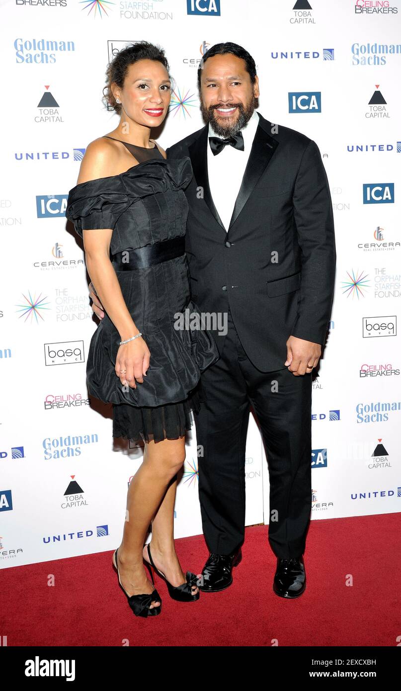 Former NFL star Troy Polamalu and wife Theodora attend The Orphaned  Starfish Foundation 11th Annual New York Gala at Cipriani Wall Street in  New York, NY on October 23, 2015. (Photo by